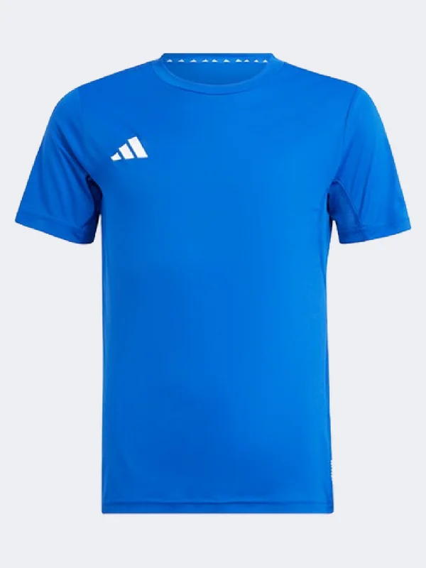 men's twill sweaters-Adidas Team Kids-Boys Sportswear T-Shirt Royal Blue/White