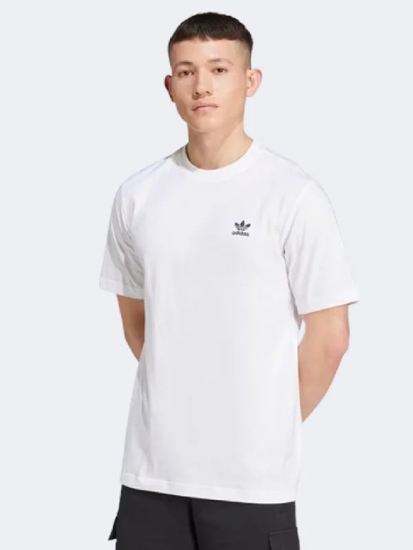 men's slim vests-Adidas Trefoil Essentials Men Originals T-Shirt White