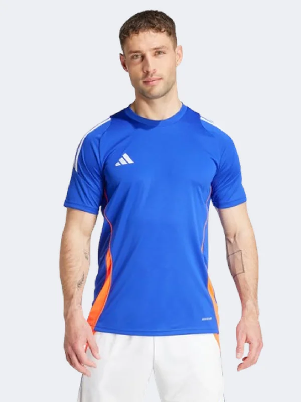 men's suede sweaters-Adidas Tiro 24 Men Football T-Shirt Blue/White/Solar Red