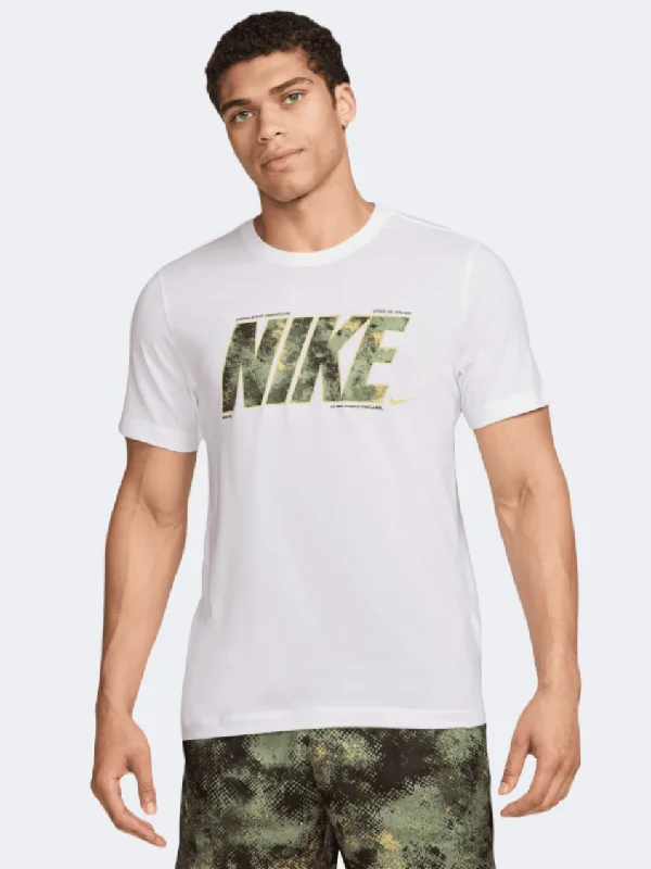 men's plaid polos-Nike Df Camo Men Training T-Shirt White