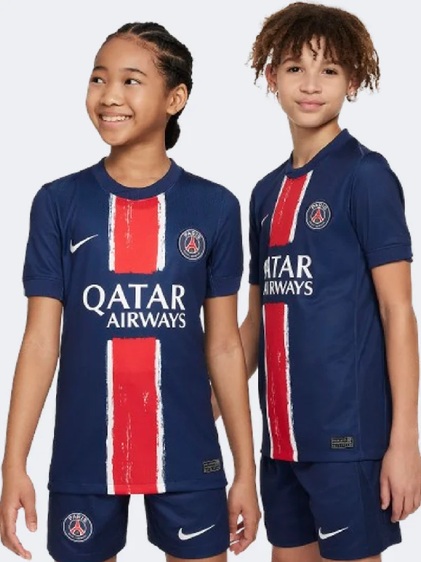 men's classic polos-Nike Paris Saint Germain Df Jersey Stadium Home Boys Football T-Shirt Navy/White/Red