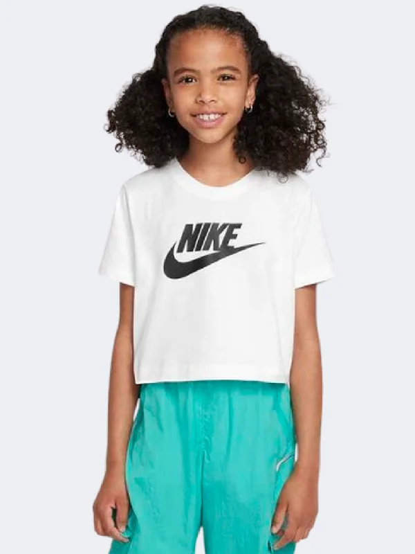 men's cotton shorts-Nike Sportswear Futura Girls Lifestyle T-Shirt White/Black