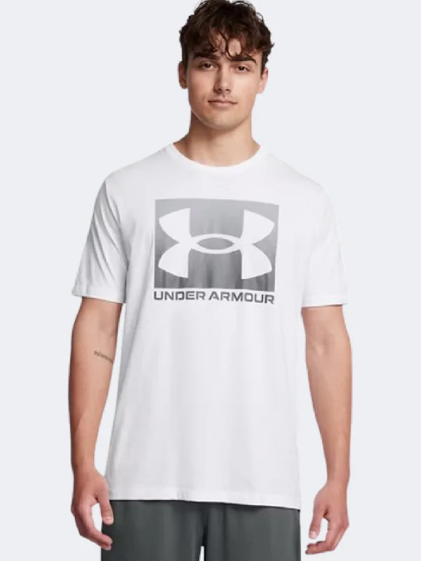 men's wool vests-Under Armour Boxed Sports Updated Men Lifestyle T-Shirt White/Pitch Grey