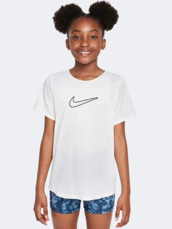 men's athletic jackets-Nike Df One Std Girls Lifestyle T-Shirt White/Black