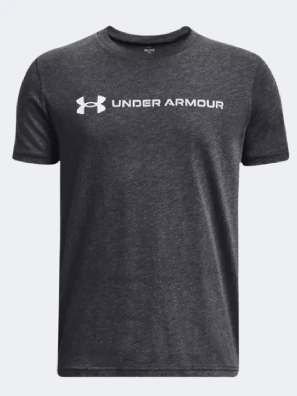 men's wool polos-Under Armour  Boys Training T-Shirt Grey/White