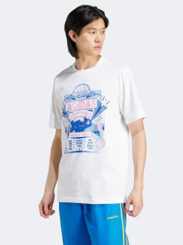 men's casual shorts-Adidas Street 4 Men Original T-Shirt White/Blue