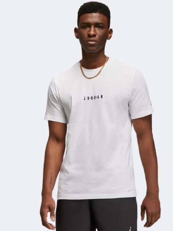 men's quilted shirts-Nike Jordan Air Men Basketball T-Shirt White/Black