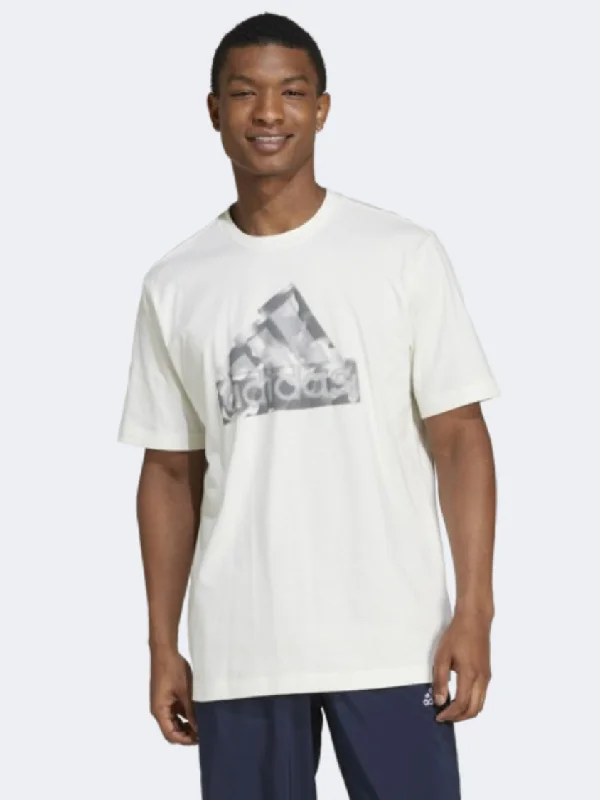 men's athletic sweaters-Adidas Future Icons Logo Men Sportswear T-Shirt Off White