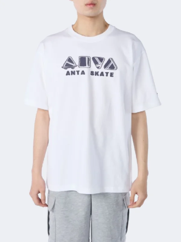 men's lightweight shorts-Anta Skate Men Lifestyle T-Shirt White