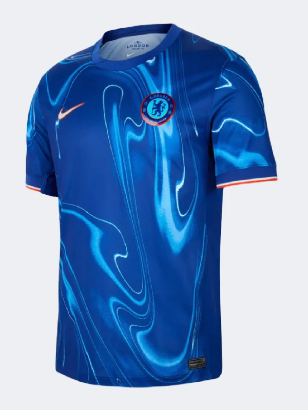 men's leather shorts-Nike Chelsea Jersey Stadium Home 24 Men Football T-Shirt Blue/Orange/White