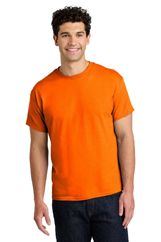 men's ribbed jackets-Gildan Mens Short Sleeve Crewneck T-Shirt - Safety Orange