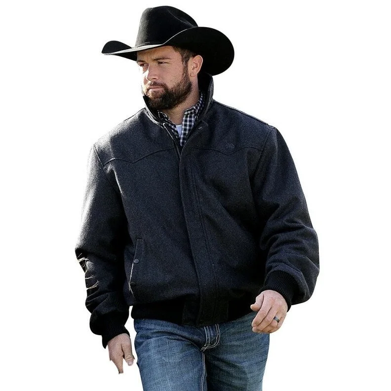 men's relaxed blazers-Miller Ranch Western Jacket Mens Bomber Rib Knit Charcoal DWJ2011001