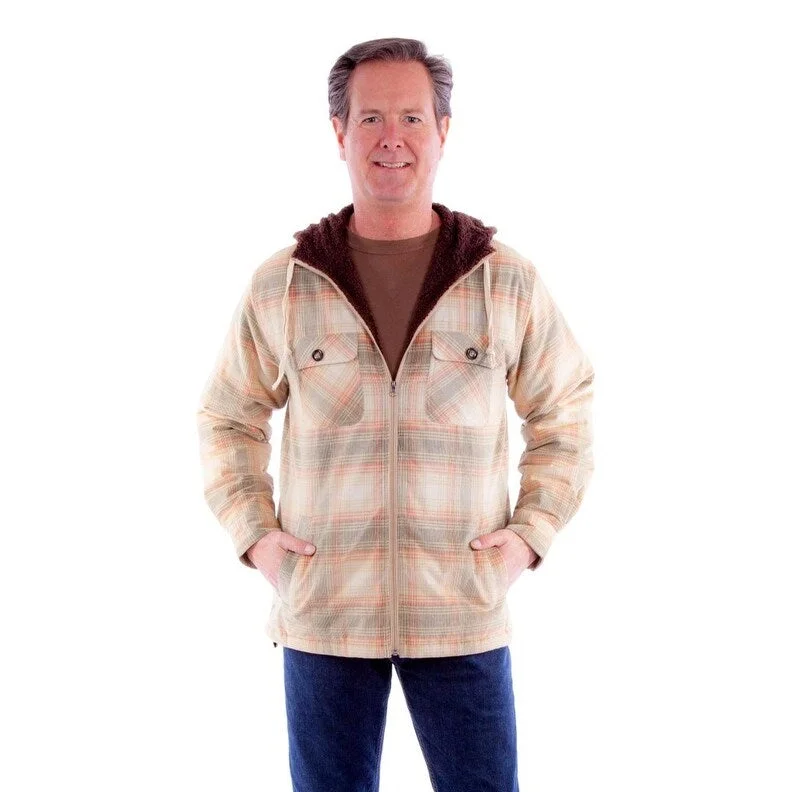 men's softshell jackets-Scully Western Jacket Mens Sherpa Lined Corduroy Tan Red F0_5355