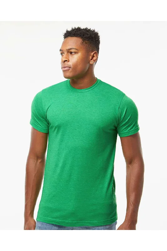 men's lightweight jackets-Tultex Mens Poly-Rich Short Sleeve Crewneck T-Shirt - Heather Kelly Green