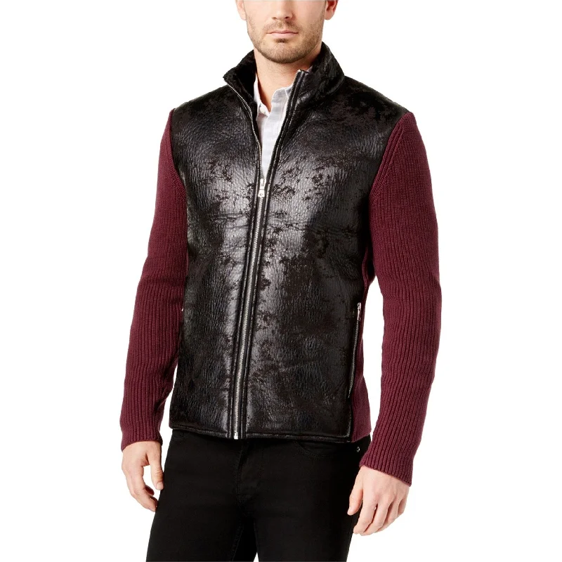 men's plaid vests-I-N-C Mens Swacket With Faux-Fur Lining Jacket