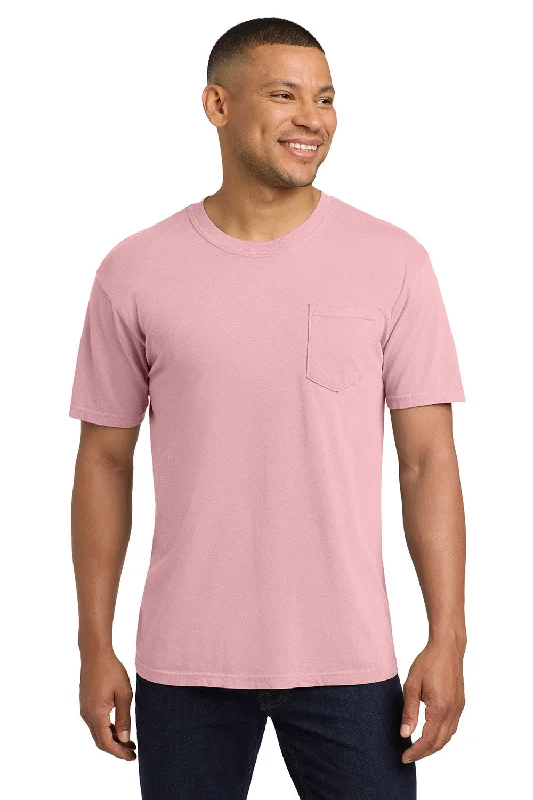 men's lightweight vests-Comfort Colors Mens Short Sleeve Crewneck T-Shirt w/ Pocket - Blossom Pink