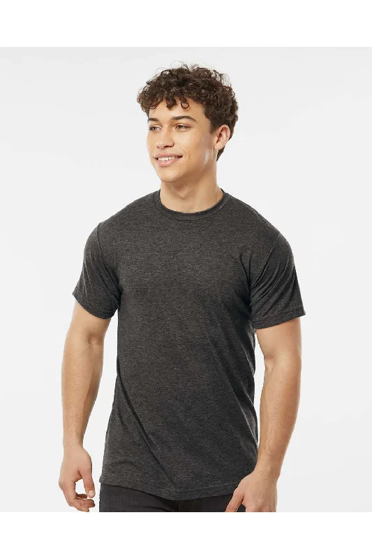 men's khaki pants-Tultex Mens Poly-Rich Short Sleeve Crewneck T-Shirt - Heather Graphite Grey