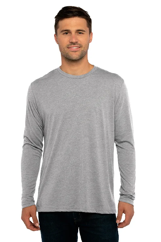 men's long-sleeve tees-Next Level Mens Jersey Long Sleeve Crewneck T-Shirt - Heather Grey