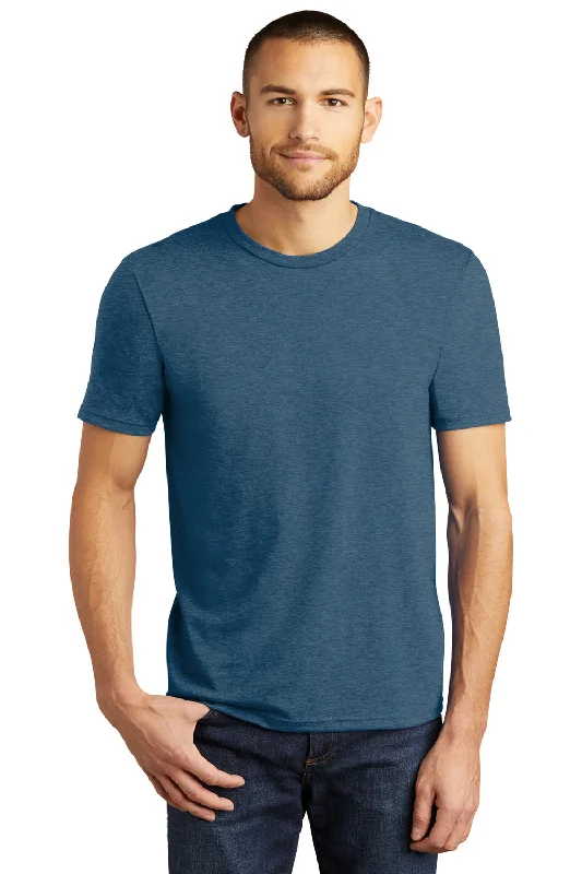 men's classic hoodies-District Mens Perfect Tri Short Sleeve Crewneck T-Shirt - Heather Neptune Blue