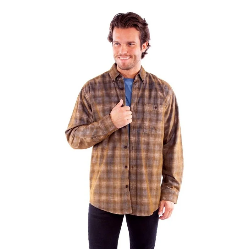 men's twill vests-Scully Western Jacket Mens Sherpa Lined Shirt Jac Blue Brown F0_5354