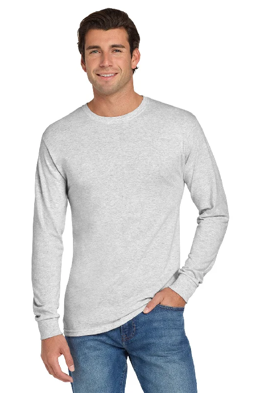 men's softshell tees-Jerzees Mens Dri-Power Moisture Wicking Long Sleeve Crewneck T-Shirt - Ash Grey