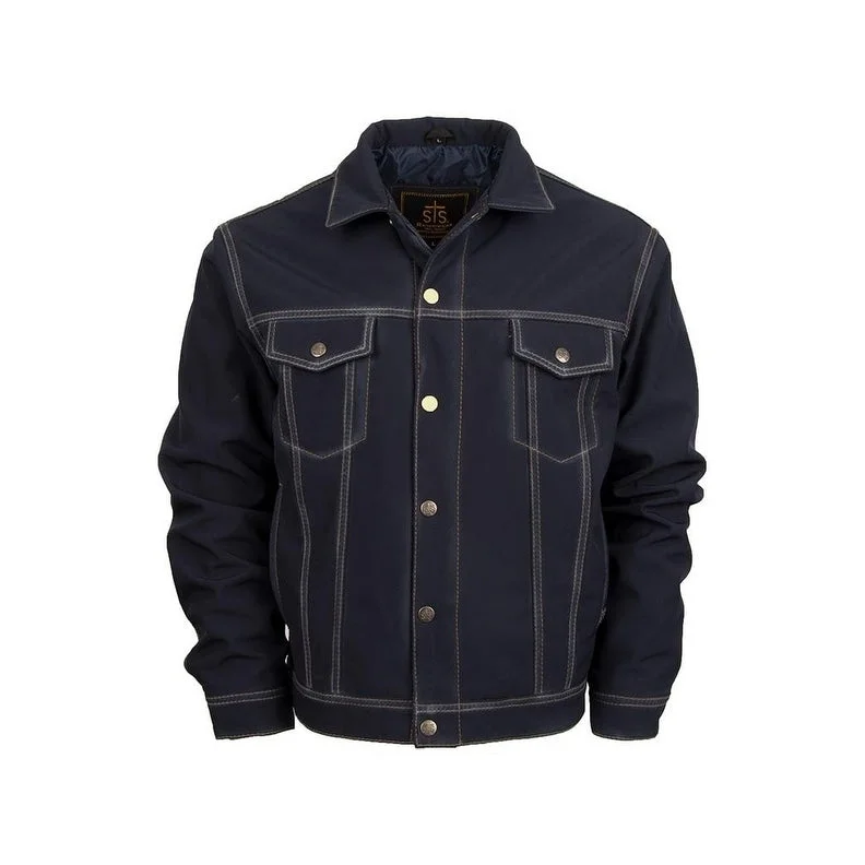 men's cotton briefs-StS Ranchwear Western Jacket Mens Brumby Softshell Button Navy STS9365