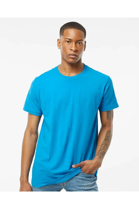 men's tweed blazers-Tultex Mens Fine Jersey Short Sleeve Crewneck T-Shirt - Turquoise Blue