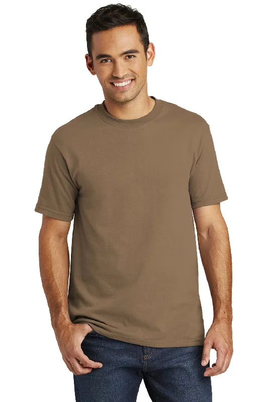 men's athletic shorts-Port & Company Mens USA Made Short Sleeve Crewneck T-Shirt - Woodland Brown - Closeout