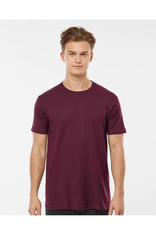 men's leather sandals-Tultex Mens Fine Jersey Short Sleeve Crewneck T-Shirt - Burgundy