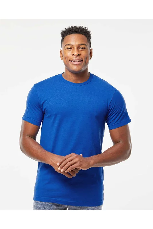 men's insulated coats-Tultex Mens Fine Jersey Short Sleeve Crewneck T-Shirt - Royal Blue