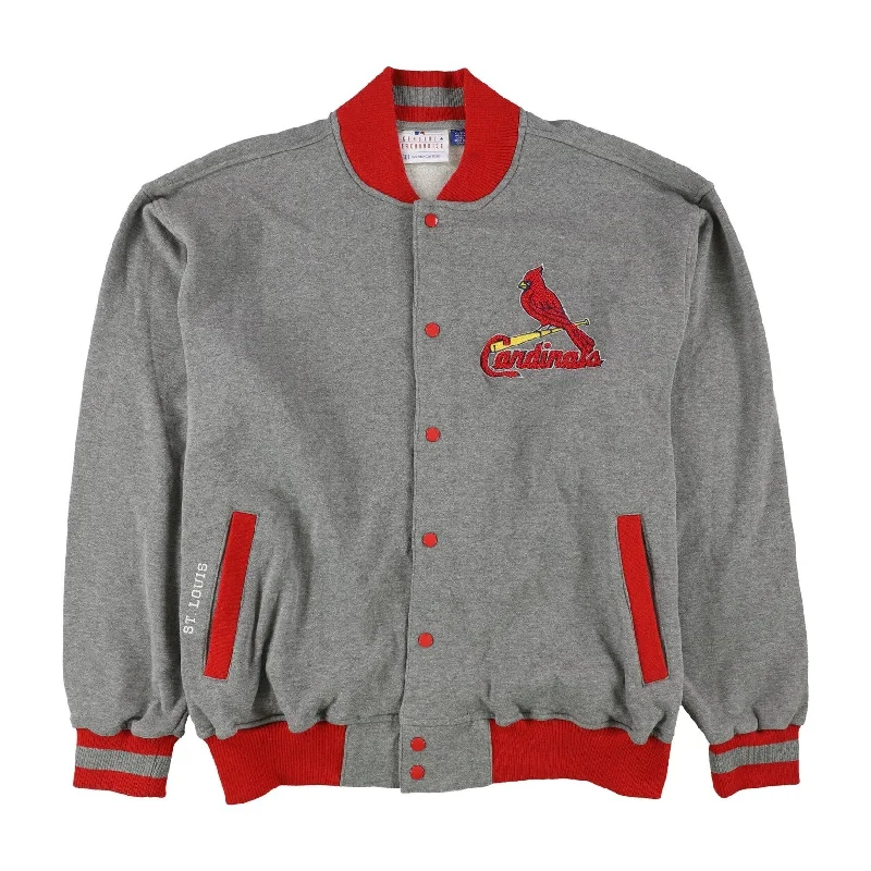 men's hiking hoodies-G-III Sports Mens St.Louis Cardinals Bomber Jacket, Grey, X-Large (Regular)