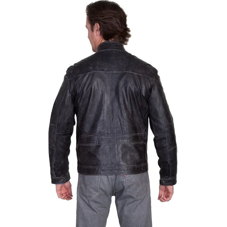 men's lightweight vests-Scully Western Jacket Mens Hand Finished Lamb Leather Zip Gray F0_529