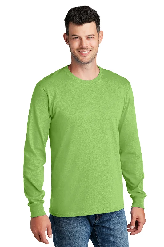 men's plaid vests-Port & Company Mens Core Long Sleeve Crewneck T-Shirt - Lime Green