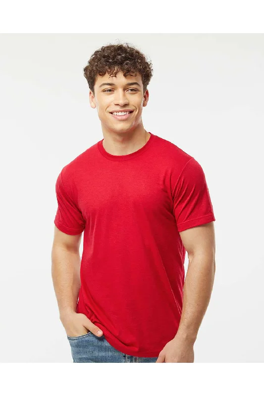 men's running sneakers-Tultex Mens Poly-Rich Short Sleeve Crewneck T-Shirt - Red