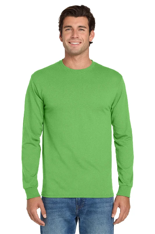 men's classic polos-Jerzees Mens Dri-Power Moisture Wicking Long Sleeve Crewneck T-Shirt - Kiwi Green