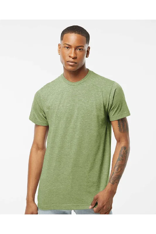 men's ankle boots-Tultex Mens Poly-Rich Short Sleeve Crewneck T-Shirt - Heather Green