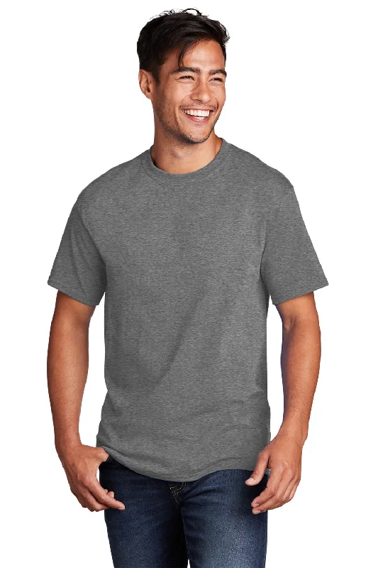 men's cotton hoodies-Port & Company Mens Core Short Sleeve Crewneck T-Shirt - Heather Graphite Grey