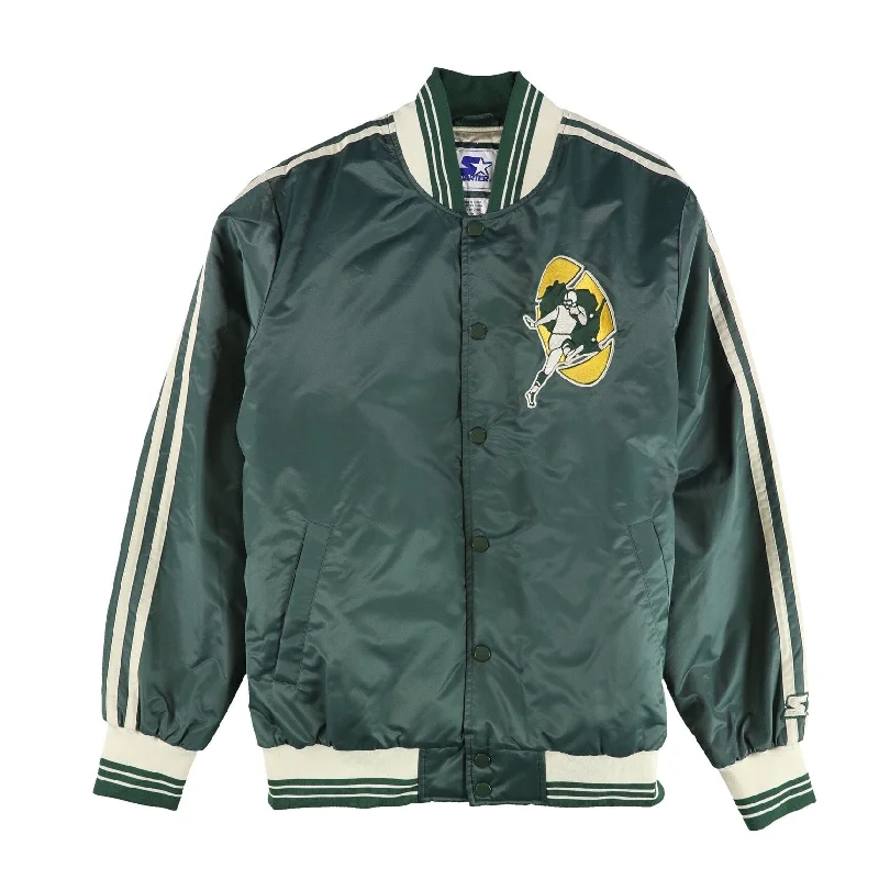 men's athletic hoodies-STARTER Mens Green Bay Packers Varsity Jacket, Green, Large