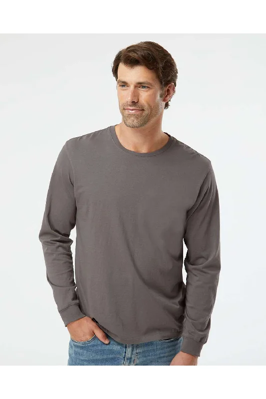 men's mock turtlenecks-SoftShirts Mens Organic Long Sleeve Crewneck T-Shirt - Graphite Grey