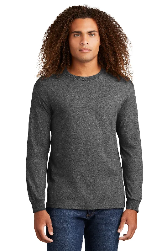 men's tactical pants-American Apparel Mens Long Sleeve Crewneck T-Shirt - Heather Charcoal Grey