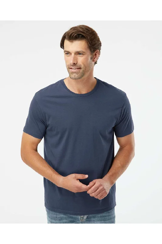 men's silk pajamas-SoftShirts Mens Organic Short Sleeve Crewneck T-Shirt - Navy Blue