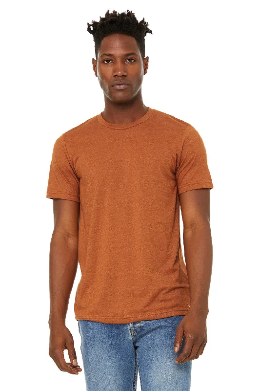 men's plaid jackets-Bella + Canvas Mens Jersey Short Sleeve Crewneck T-Shirt - Heather Autumn Orange