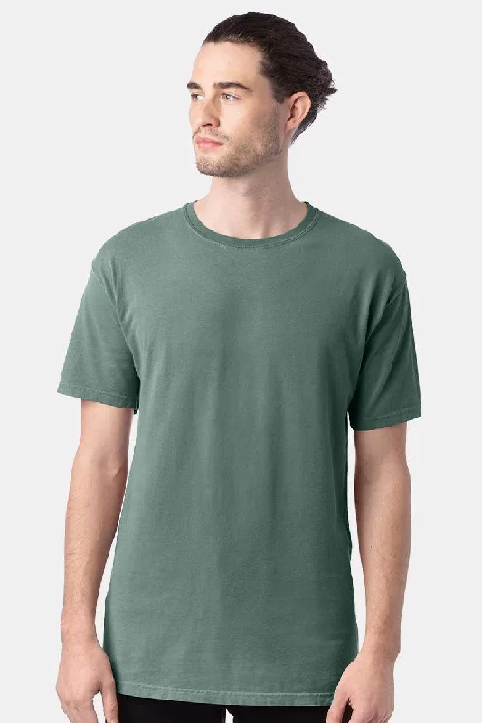 men's slim trousers-ComfortWash By Hanes Mens Short Sleeve Crewneck T-Shirt - Cypress Green