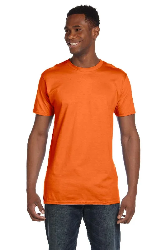 men's hiking pants-Hanes Mens Nano-T Short Sleeve Crewneck T-Shirt - Orange