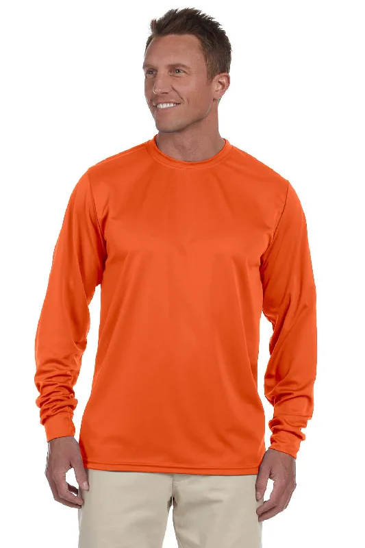 men's wool vests-Augusta Sportswear Mens Moisture Wicking Long Sleeve Crewneck T-Shirt - Orange