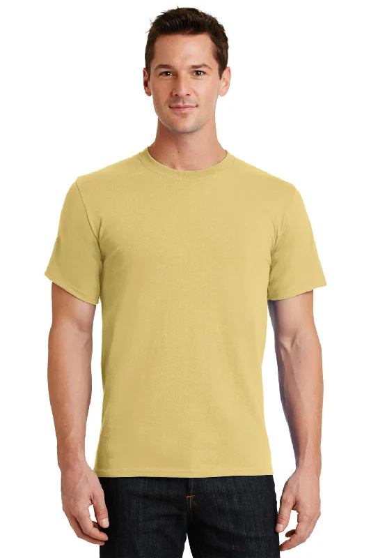 men's white tees-Port & Company Mens Essential Short Sleeve Crewneck T-Shirt - Daffodil Yellow