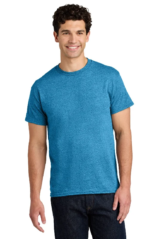 men's wool shorts-Gildan Mens Short Sleeve Crewneck T-Shirt - Heather Sapphire Blue