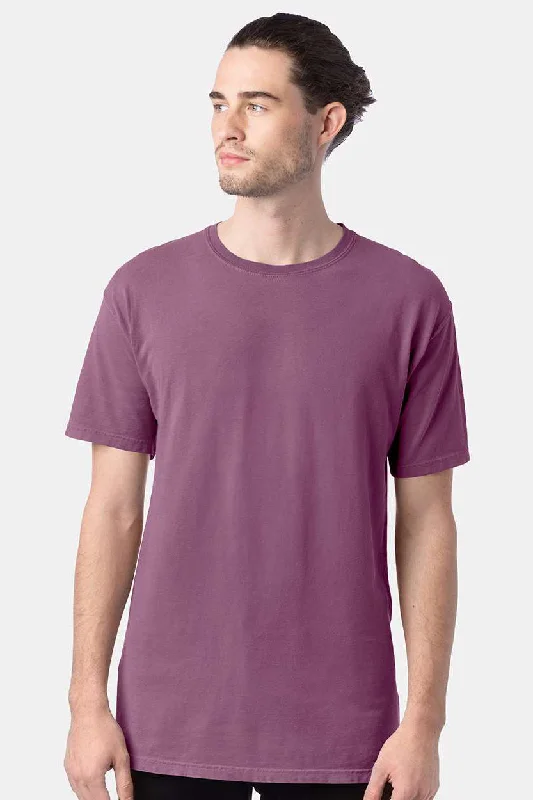 men's trail shoes-ComfortWash By Hanes Mens Short Sleeve Crewneck T-Shirt - Plum Purple