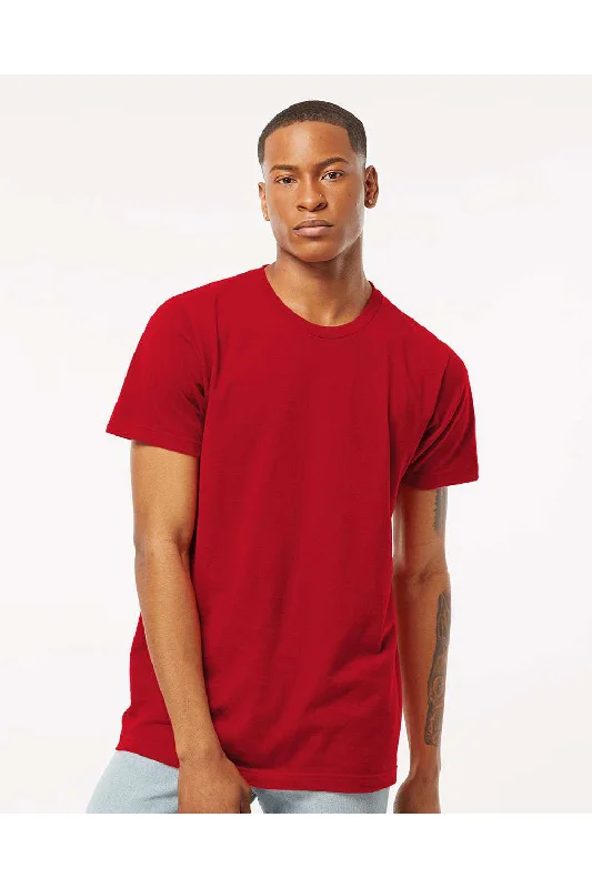 men's oxford shirts-Tultex Mens Fine Jersey Short Sleeve Crewneck T-Shirt - Cardinal Red