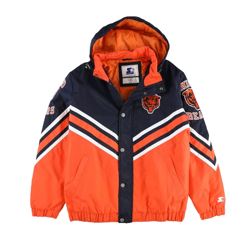 men's plaid polos-STARTER Mens Chicago Bears Badge Windbreaker Jacket, Multicoloured, Large (Regular)